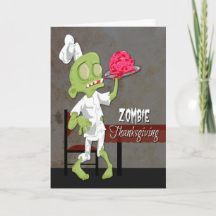 Zombie Chef with Prepared Brain for Thanksgiving Feiertagskarte