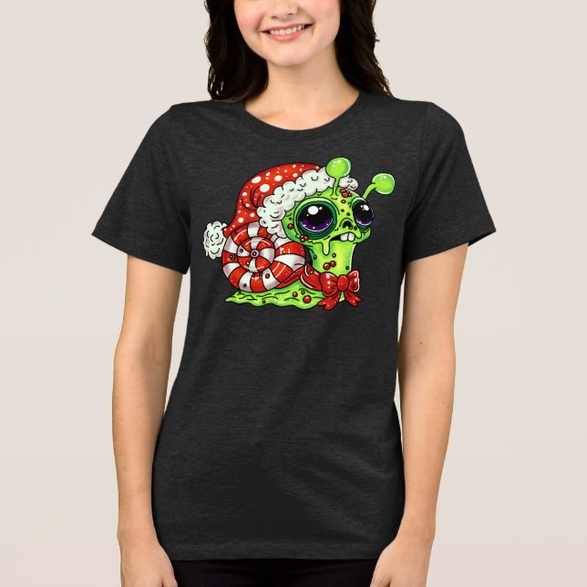 Zombie Christmas Snail Tri-Blend Shirt (Vorderseite)