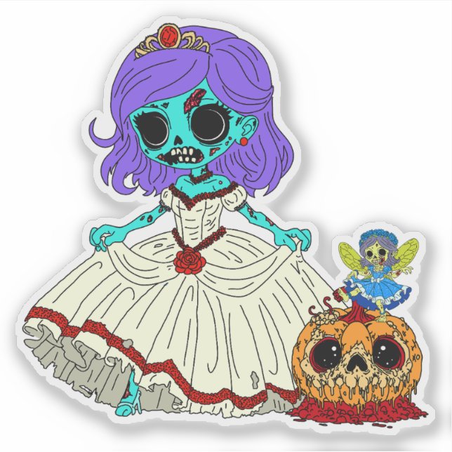 Zombie Cinderella Aufkleber (Vorderseite)