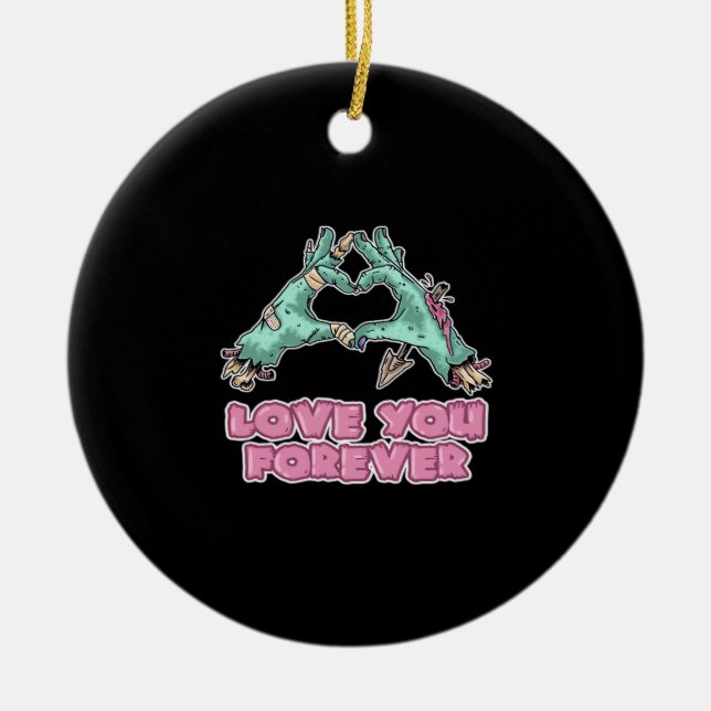 Zombie Classic - Herz und Hände des Skeletts Keramik Ornament (Vorne)