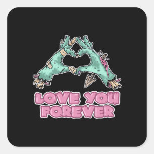 Zombie Classic - Herz und Hände des Skeletts Quadratischer Aufkleber