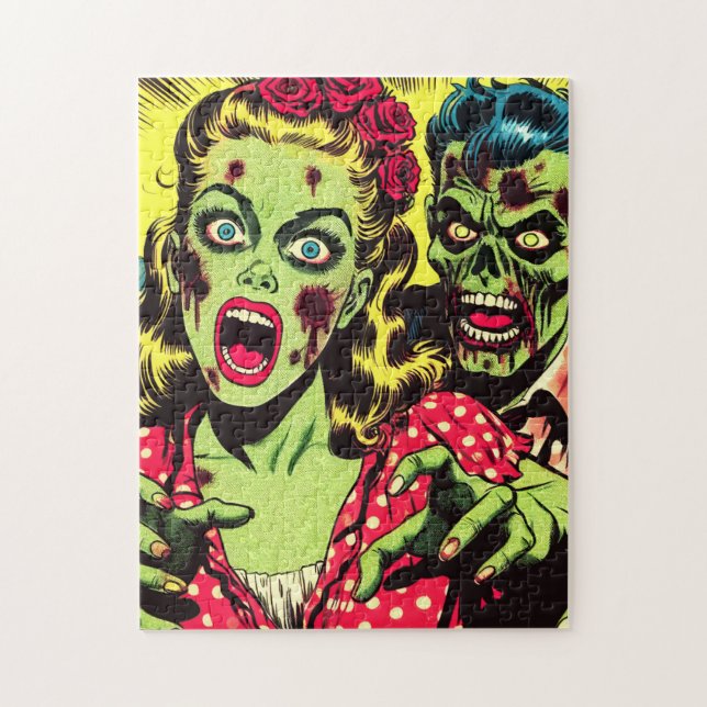 Zombie Couple Retro Comic Puzzle (Vertikal)