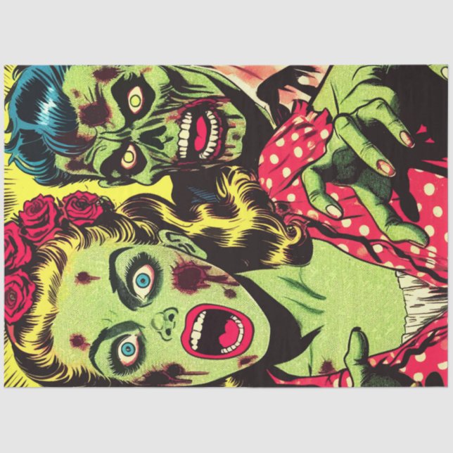 Zombie Couple Retro Comic Seidenpapier (Vorderseite)