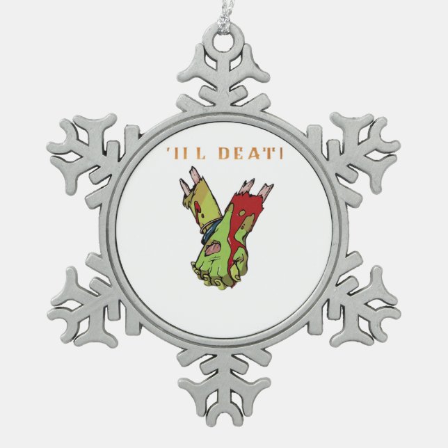 Zombie Couple Till Death Do us Part Classic Schneeflocken Zinn-Ornament (Vorderseite)
