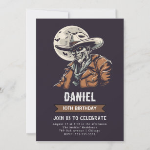 Zombie Cowboy Birthday Einladung