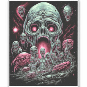 Zombie Creatures Sci-fi Horror Art Aufkleber