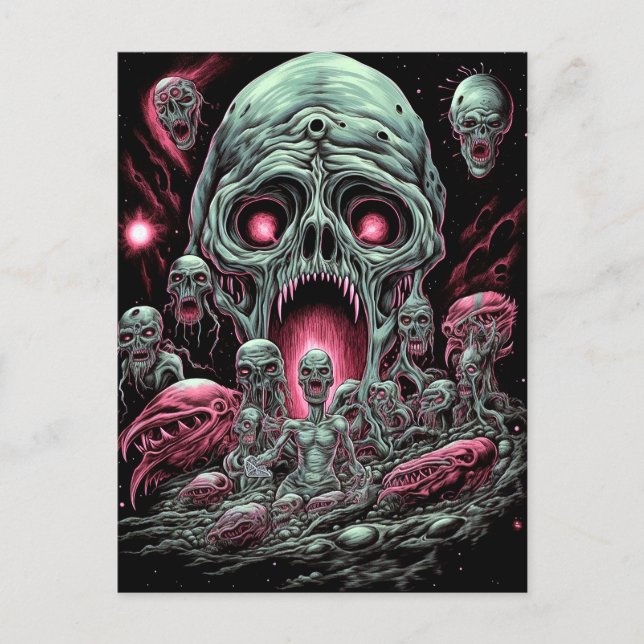 Zombie Creatures Sci-fi Horror Art Postkarte (Vorderseite)