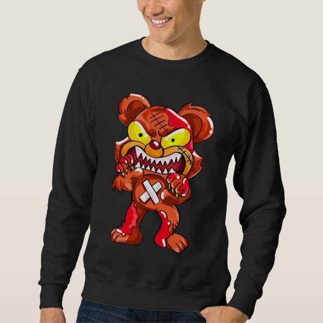 Zombie Creepy Kawaii Teddy Bear Sweatshirt (Vorderseite)