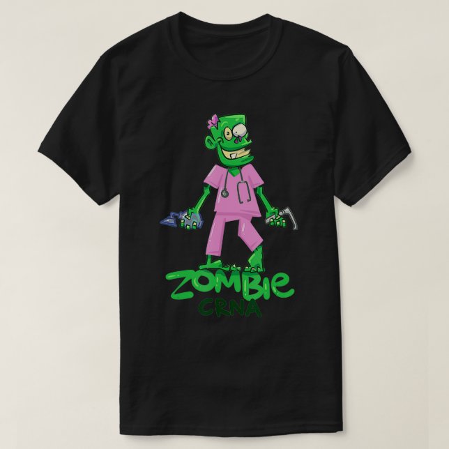 Zombie CRNA Spaß und niedliche Anästhesie Krankens T-Shirt (Design vorne)