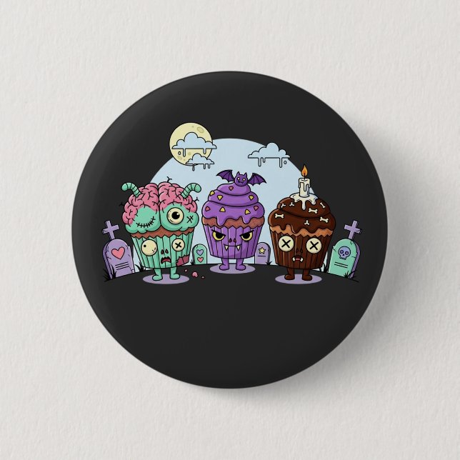Zombie Cupcake Halloween Button (Vorderseite)