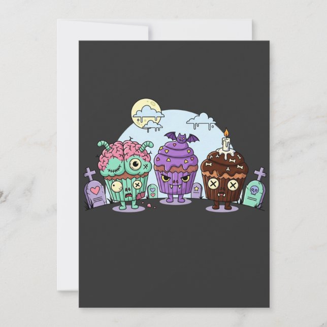 Zombie Cupcake Halloween Einladung (Vorderseite)