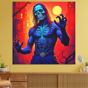 Zombie-Dämon in Stadtdesign Leinwanddruck