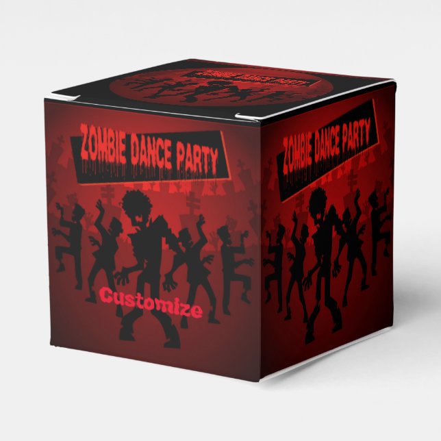 Zombie Dance Party Black & Orange Cube Geschenkschachtel (Vorderseite)