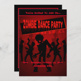 Zombie Dance Party Black & Orange Einladung