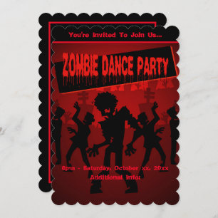 Zombie Dance Party Black & Orange Einladung