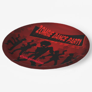 Zombie Dance Party Black & Orange Pappteller