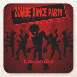 Zombie Dance Party Black & Orange Rechteckiger Pappuntersetzer