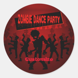 Zombie Dance Party Black & Orange Runder Aufkleber