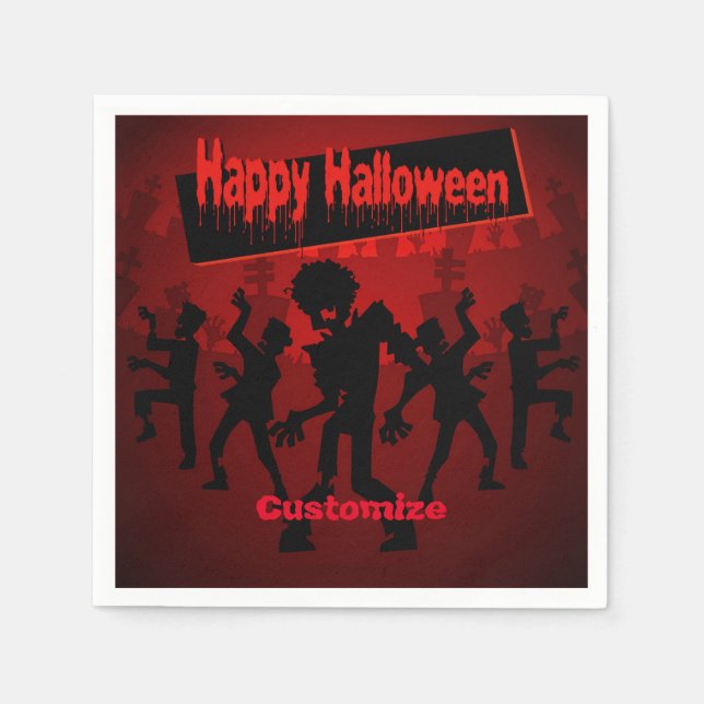 Zombie Dance Party Happy Halloween Serviette (Vorderseite)