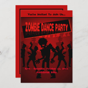 Zombie Dance Party Orange Einladung