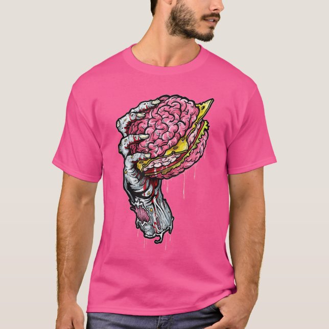 Zombie Dead Brain Hamburger Halloween Horror Humor T-Shirt (Vorderseite)