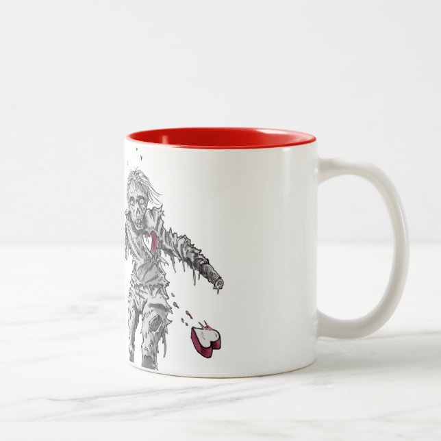 Zombie-defektes Herz mit Blume Zweifarbige Tasse (Rechts)