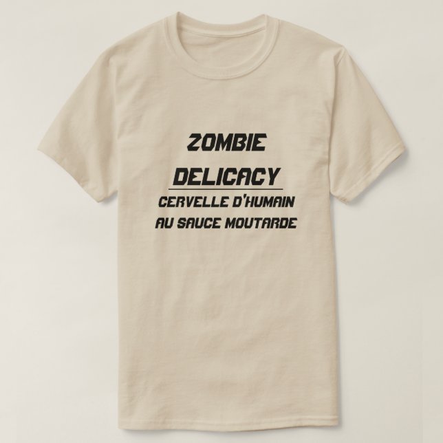 Zombie Delicacy Menschliches Gehirn mit Senfsoße T-Shirt (Design vorne)