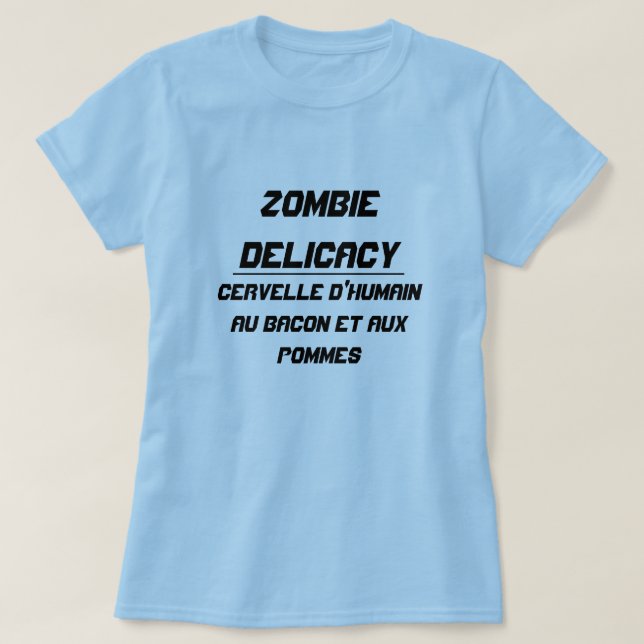 Zombie Delicacy Menschliches Gehirn mit Speck und  T-Shirt (Design vorne)