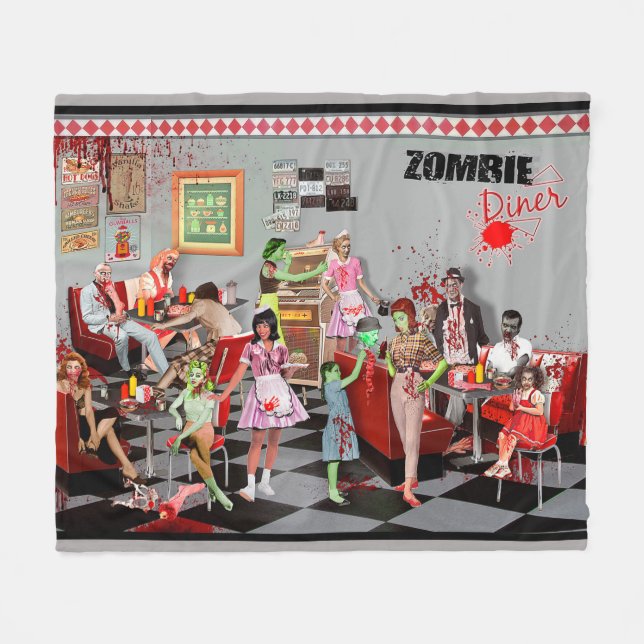 Zombie Diner Fleecedecke (Vorderseite (Horizontal))