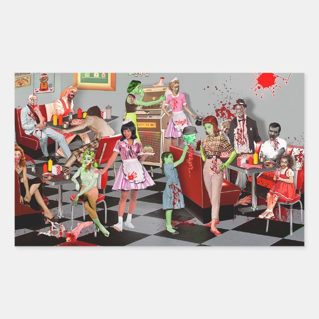 Zombie Diner Rechteckiger Aufkleber (Vorderseite)