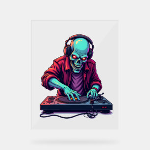 Zombie DJ – Musik Festival Halloween T-Shirt Acrylschild