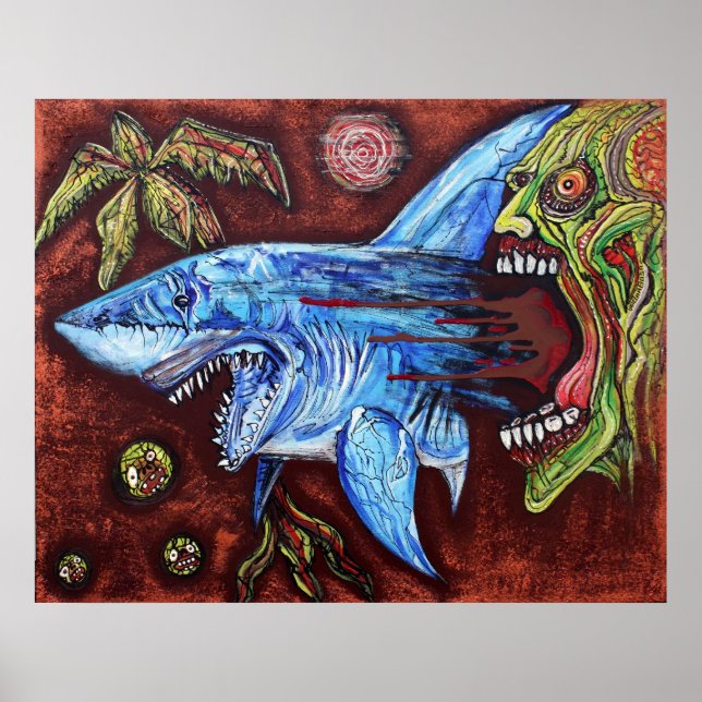 Zombie Eats Shark Poster (Vorne)
