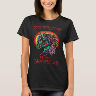 Zombie Einhorn Ich Liebe Brainbows Halloween Gothi T-Shirt