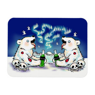 Zombie-Eisbären, die Limonade trinken, Nordlichter Magnet
