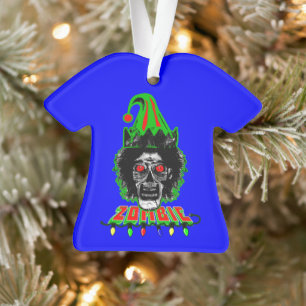 ZOMBIE ELF auf blau Ornament