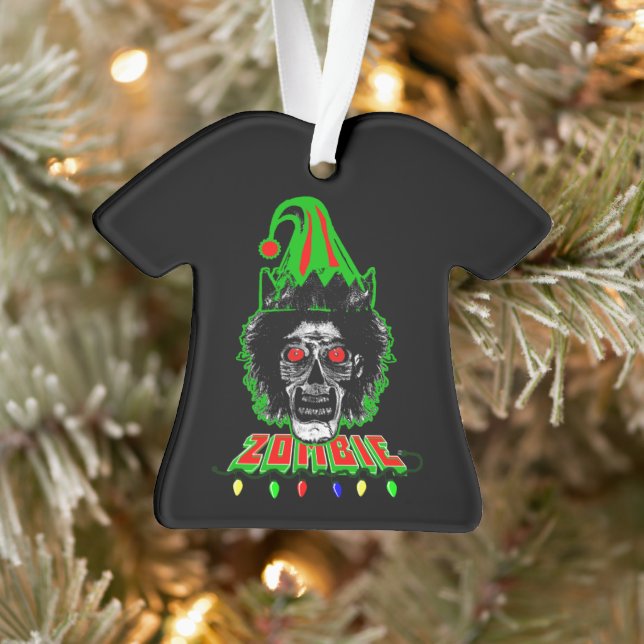 ZOMBIE ELF auf schwarz Ornament (Baum)