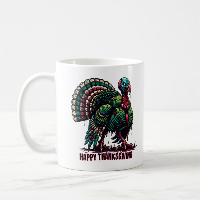 Zombie Erntedank Türkei Kaffeetasse (Links)