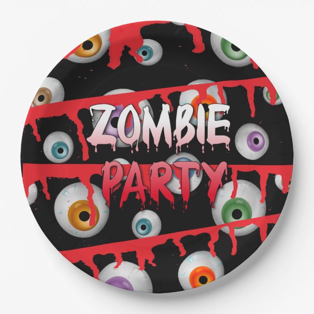 Zombie Eyeballs Apokalypse Halloween-Party Pappteller (Vorderseite)