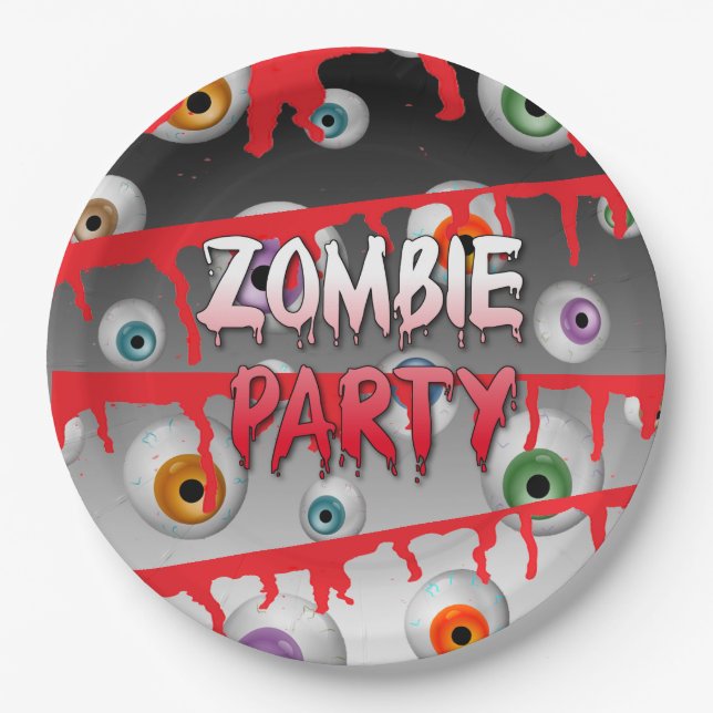 Zombie Eyeballs Apokalypse Halloween-Party Pappteller (Vorderseite)