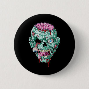 Zombie Face Gehirn Halloween Jungs Männer Frauen M Button
