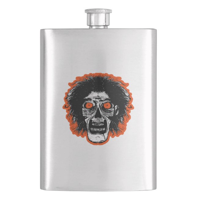 Zombie Face Orange Flachmann (Vorderseite)