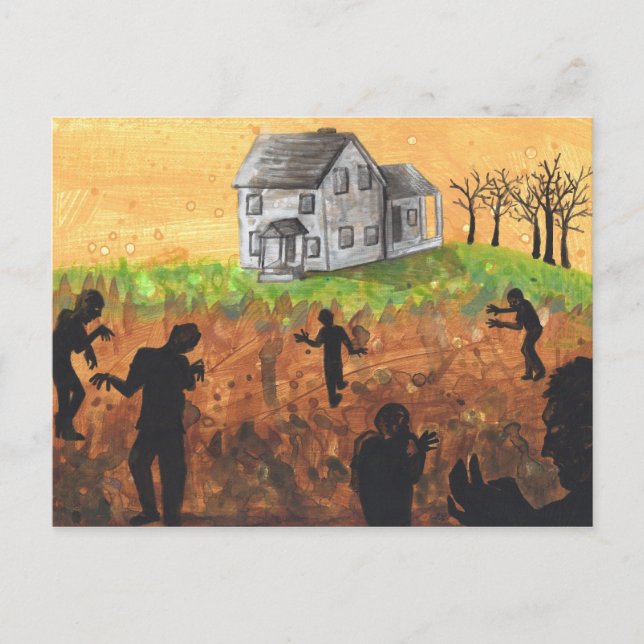 Zombie Farm Silhouette Dunkle Kunst Horror Postkar Postkarte (Vorderseite)