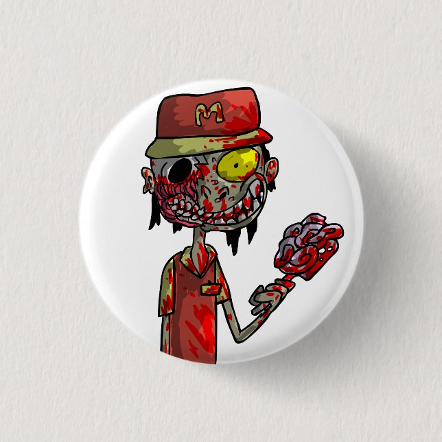 Zombie-Fastfood-Arbeitskraft Button (Vorderseite)