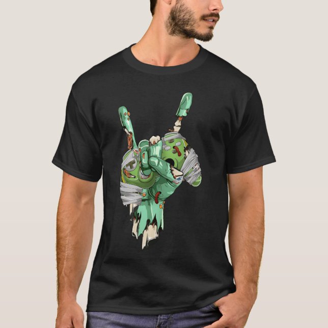 Zombie-Felsenhand hält Mummy-Gaming-Controller g T-Shirt (Vorderseite)