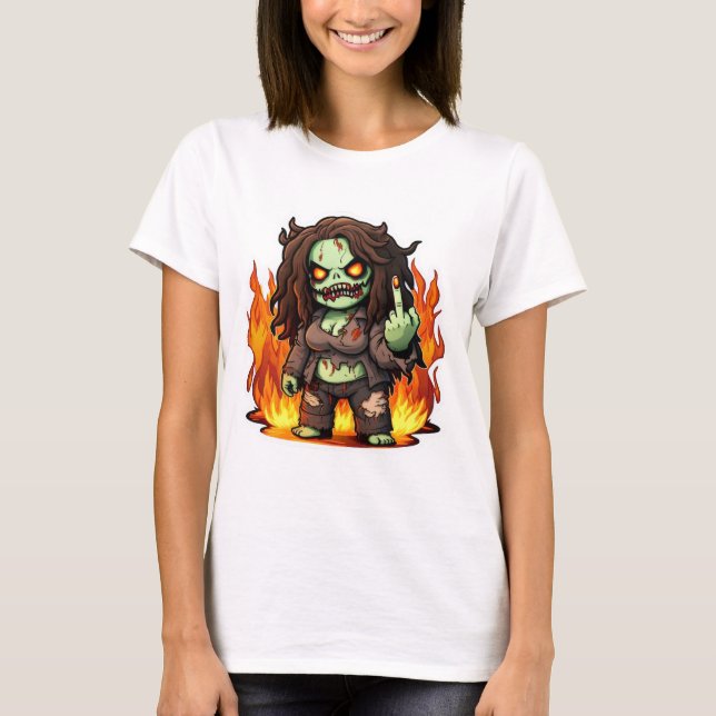 ZOMBIE FIRE MÄDCHEN Power auf halbem Wege zwischen T-Shirt (Vorderseite)