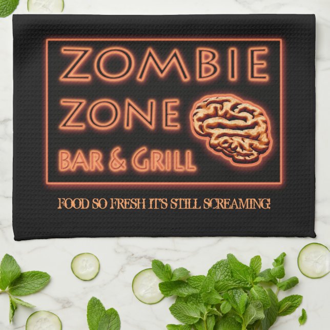 Zombie Food so frisch noch schreiend Halloween Handtuch (Gefaltet)