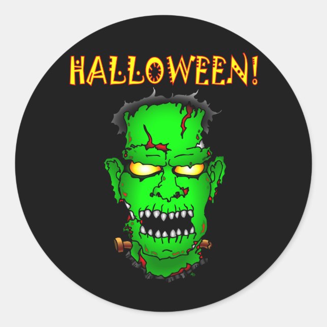 Zombie Frankenstein Runder Aufkleber (Vorderseite)