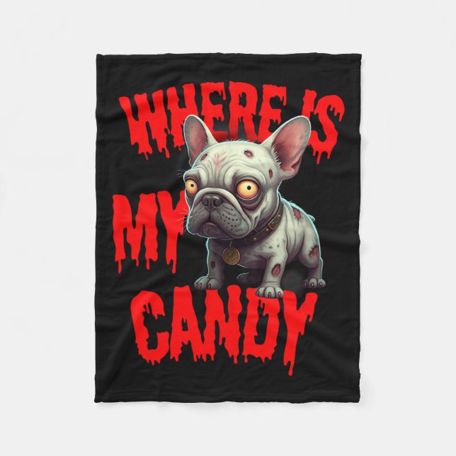 Zombie Französische Bulldogge Halloween Fleecedecke (Vorderseite)