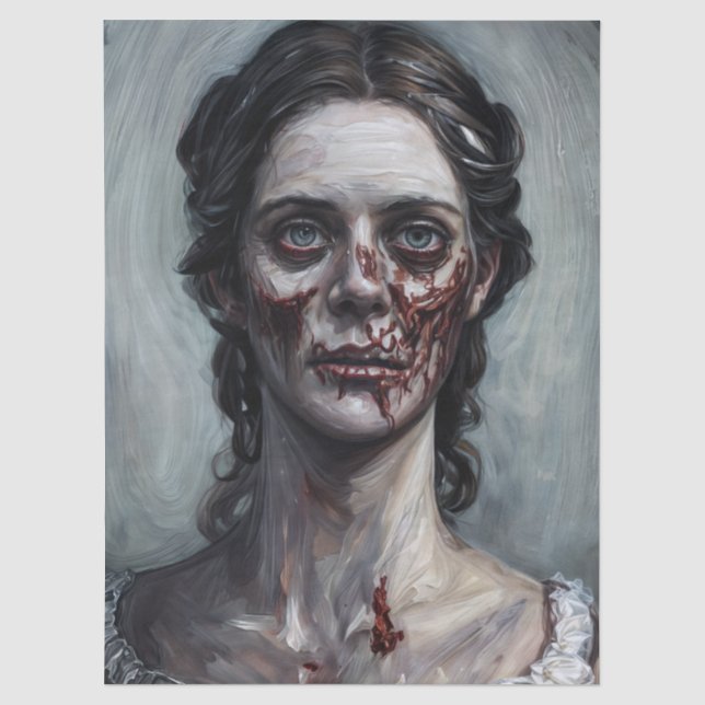 Zombie-Frauen-Porträt Seidenpapier (Vorderseite)