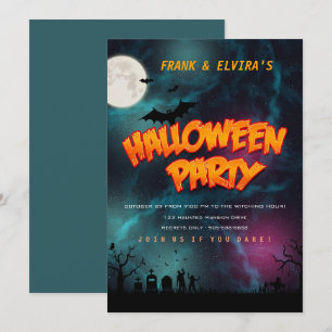 Zombie-Friedhof Halloween-Kostenparty anpassen Einladung